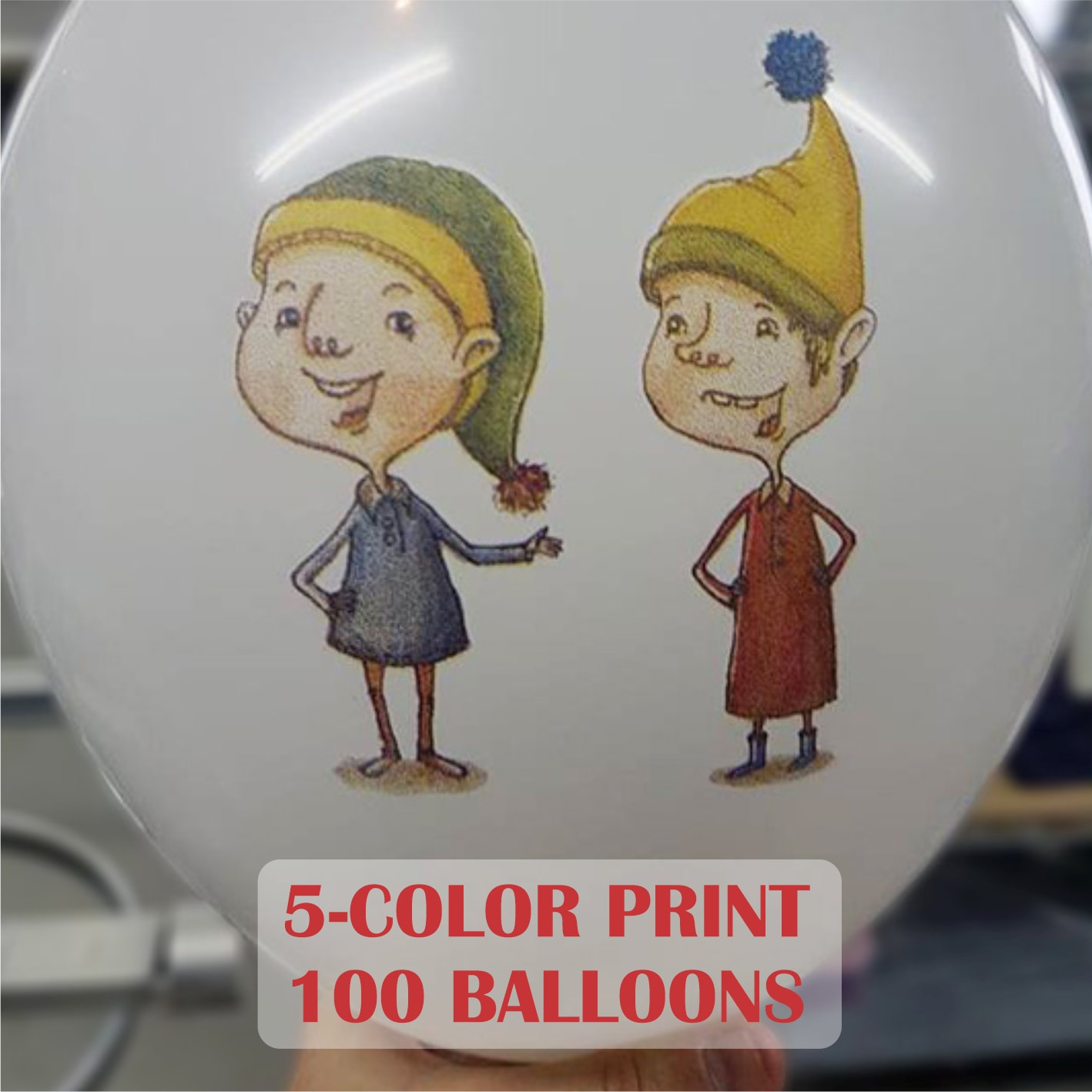 Impresión a cinco tintas, 100 globos