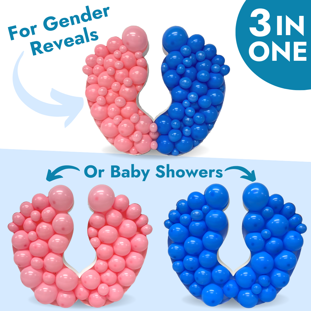 Mini Baby Feet + 50 Blue 5" Balloons + 50 Pink 5" Balloons - Image 2