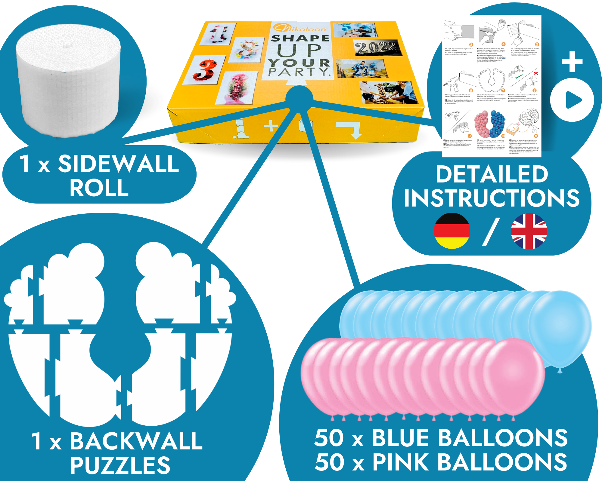 Mini Baby Feet + 50 Blue 5" Balloons + 50 Pink 5" Balloons - Image 4