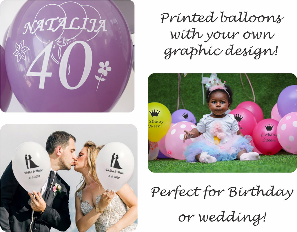 Individuell bedruckte Ballons für Geburtstag und Hochzeit