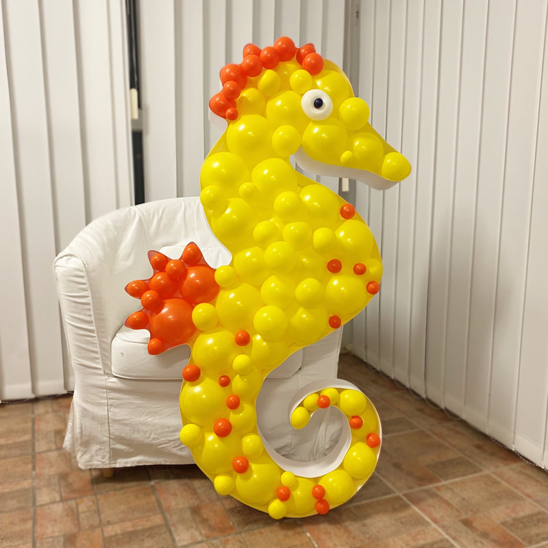 seahorse balloon mosaic nikoloon frame birthday decoration sea creatures under the water