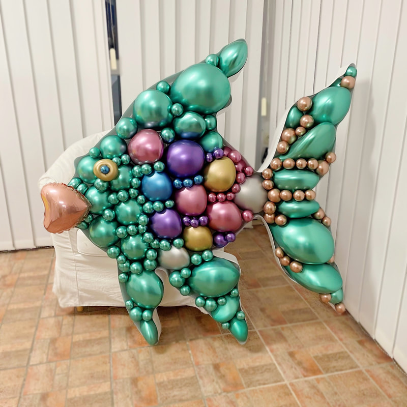 fish balloon mosaic nikoloon frame birthday decoration sea creatures under the water